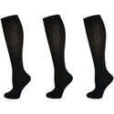 Classic Flat Knit Combed Cotton Knee High Socks 3 pair pack
