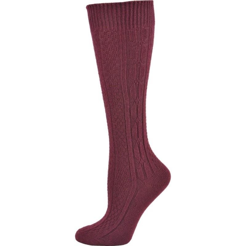 Classic Cable Knit Acrylic Knee High Socks 3 Pair Pack