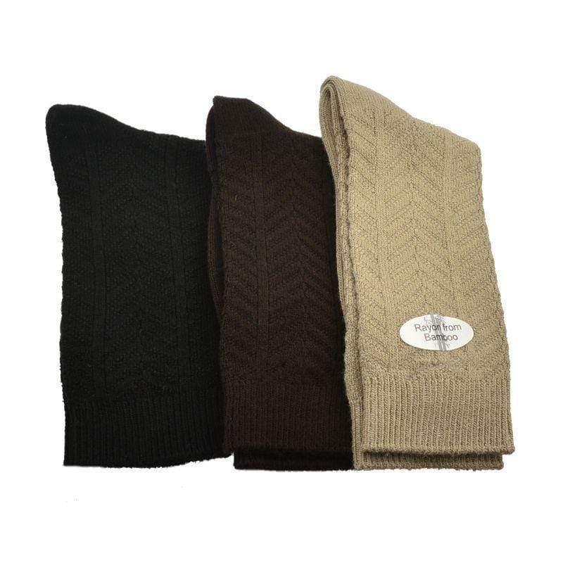 Chevron Pattern Medium Thick Bamboo Crew Socks 3 pair pack