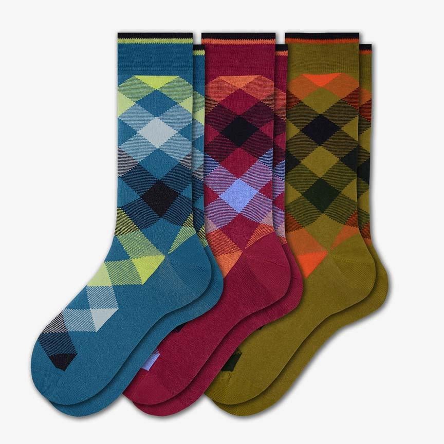 Dress Casual Combed Cotton Crew Argyle Socks M6000