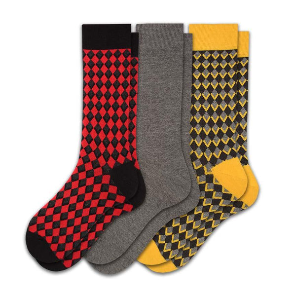 Casual Combed Cotton Crew Diamond Pattern Socks M680 Casual Combed Cotton Crew Diamond Pattern Socks M680
