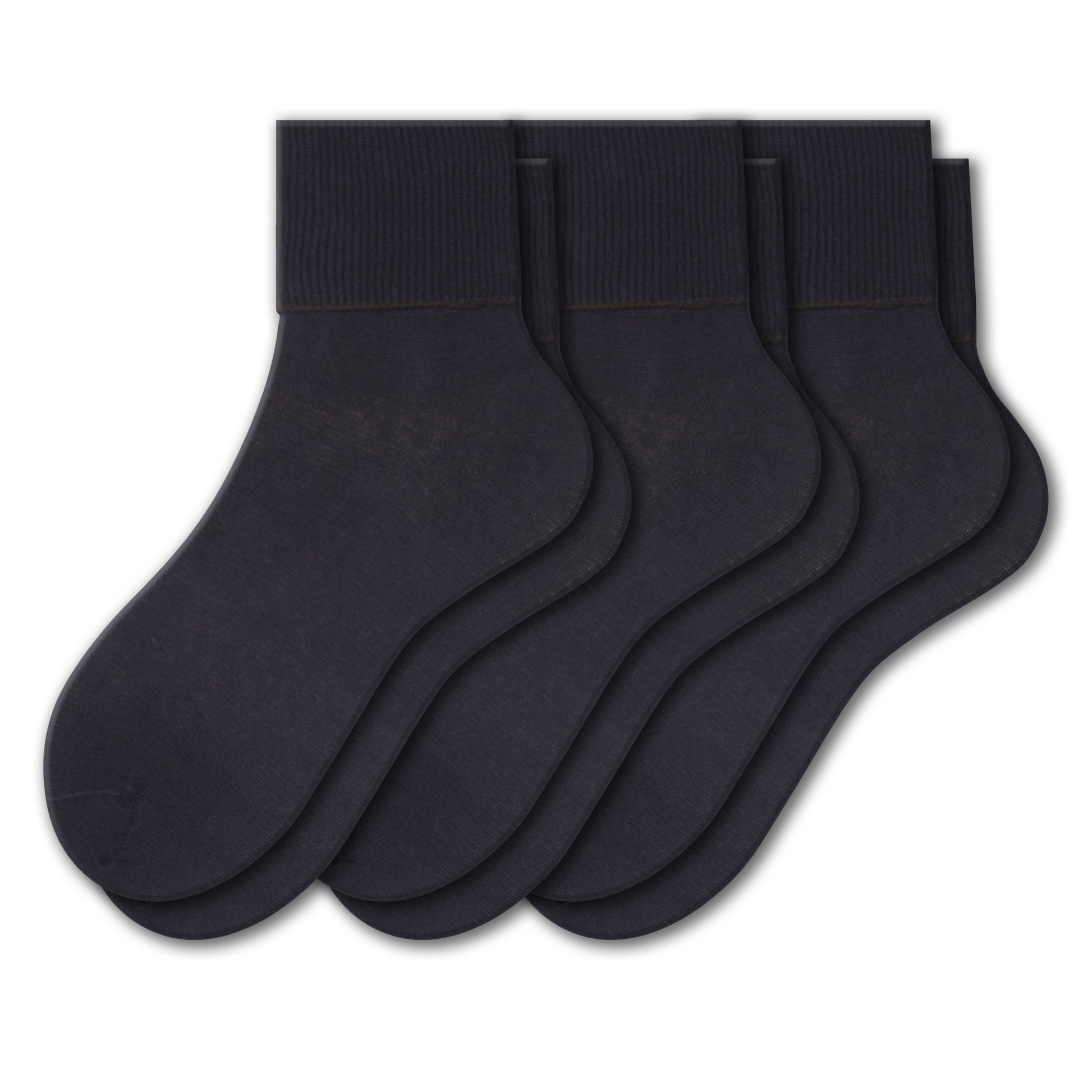 Women's 100% Combed Cotton Ankle Turn Cuff 3 Pair Pack