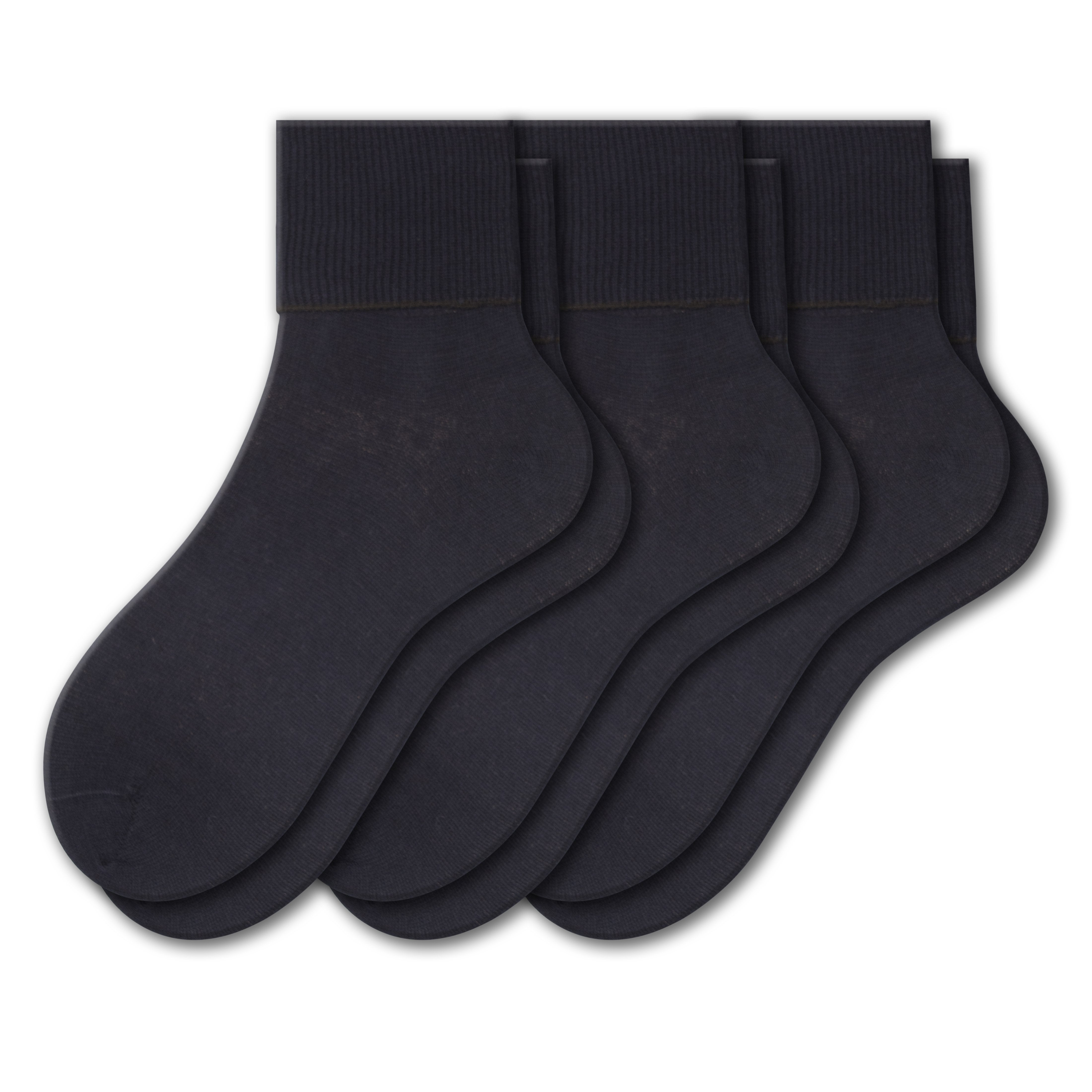 Women's 100% Combed Cotton Ankle Turn Cuff 3 Pair Pack