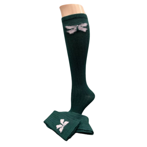 Bow pattern Hi-Bulk Acrylic Knee-Hi Women's Socks