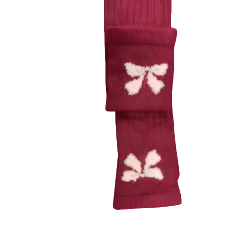 Bow pattern Hi-Bulk Acrylic Knee-Hi Women's Socks