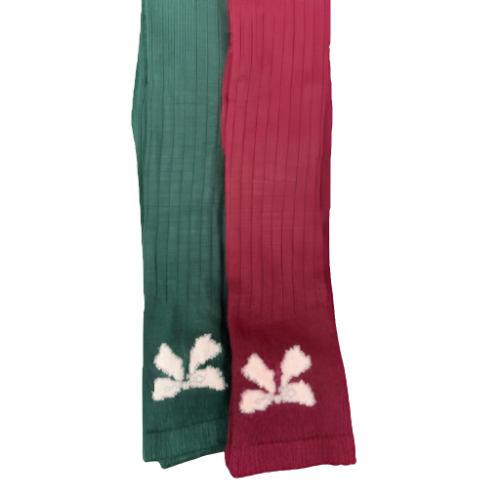 Bow pattern Hi-Bulk Acrylic Knee-Hi Women's Socks