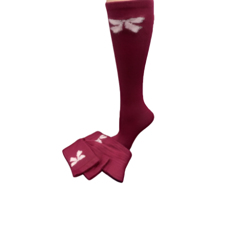 Bow pattern Hi-Bulk Acrylic Knee-Hi Women's Socks