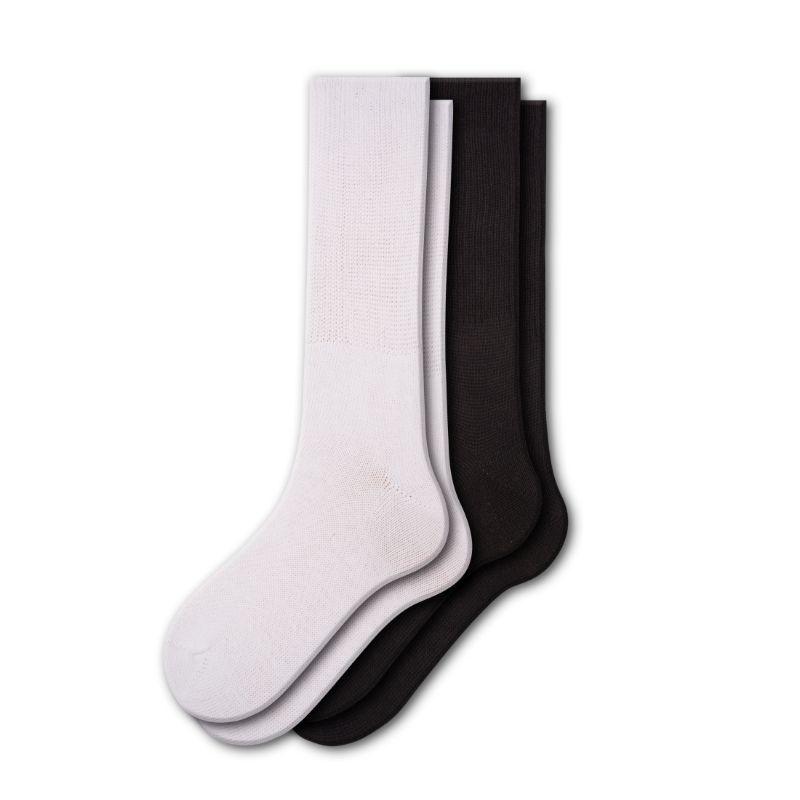 Health Diabetic Wide Calf Cotton Crew Men's Socks 2 pair pack