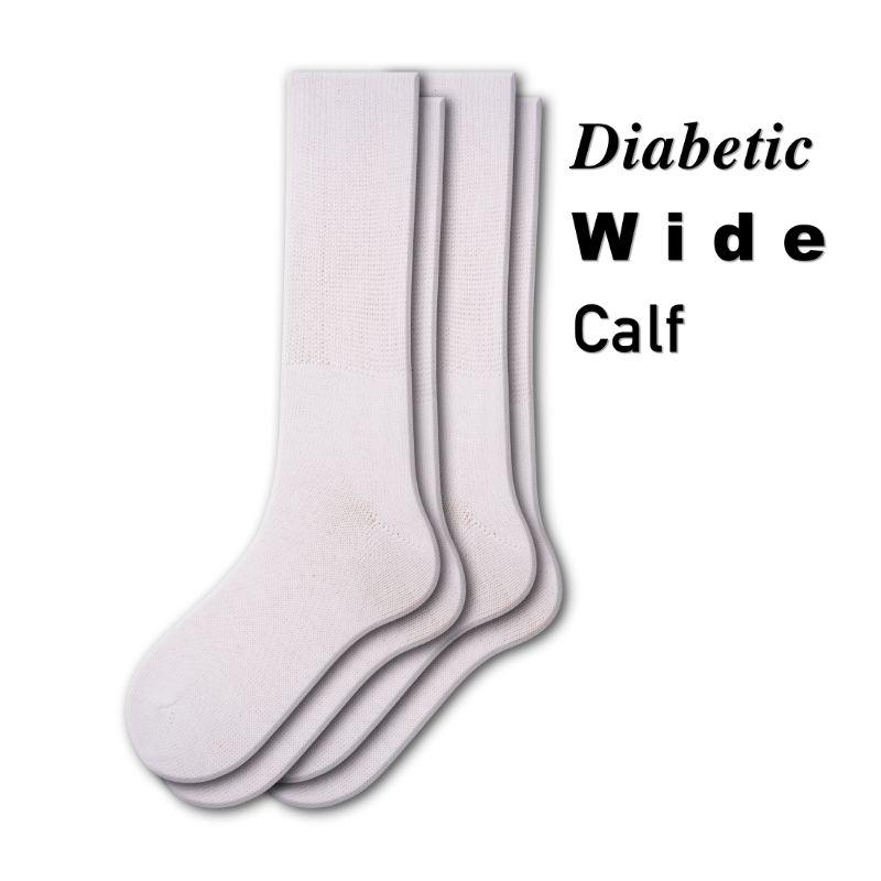 Health Diabetic Wide Calf Cotton Crew Men's Socks 2 pair pack