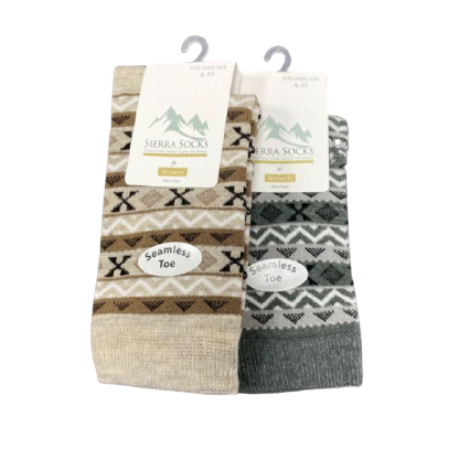Women's Acrylic Fairisle Crew Socks - 2 Pairs
