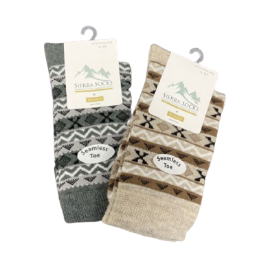 Women's Acrylic Fairisle Crew Socks - 2 Pairs