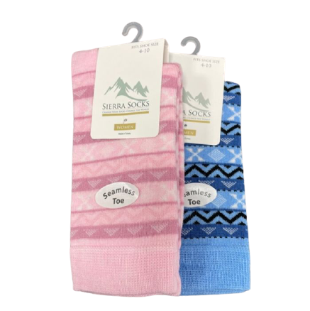 Women's Acrylic Fairisle Crew Socks - 2 Pairs