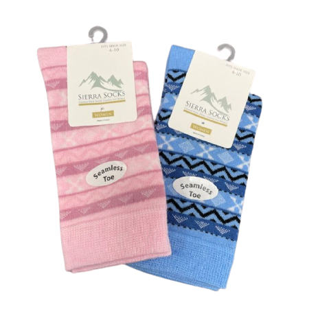 Women's Acrylic Fairisle Crew Socks - 2 Pairs