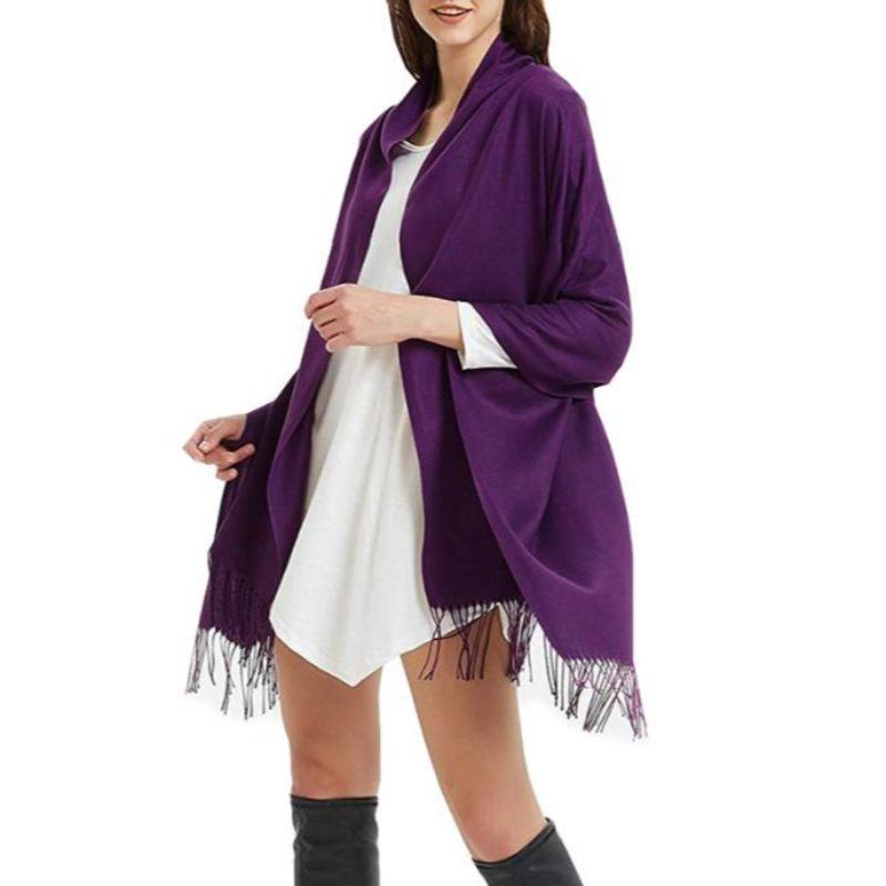 Men's and Women's Unisex Plain Solid Cashmere Feel Shawl, Oversized Scarves, Softer than Cashmere features, Size 78"X27"