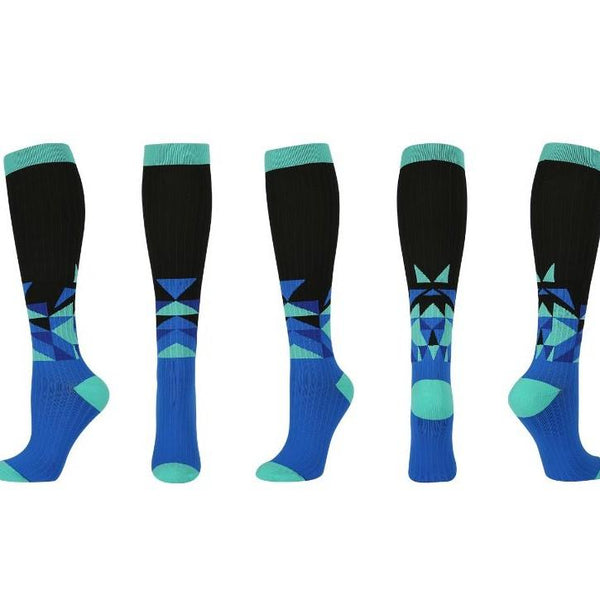 Unisex Graduated Colorful Patterned Compression Knee High Socks for Men and Women