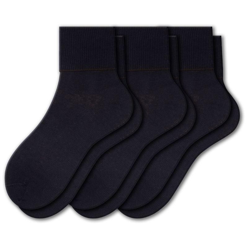 Women's 100% Combed Cotton Ankle Turn Cuff 3 Pair Pack