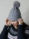 Fur Lining Hats With Pom Pom Beanie Women's Big Girls Cable Design Hats
