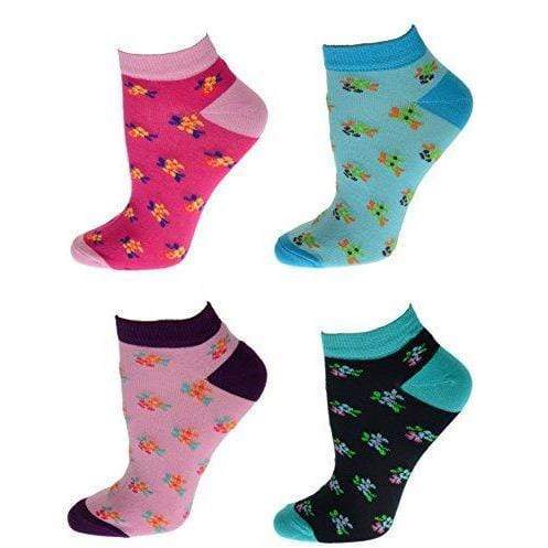 Floral Pattern Ankle Low Cut 2-pair Pack & 4-pair Pack Cotton Socks