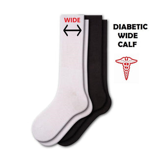 Health Diabetic Wide Calf Cotton Crew Men's Socks 2 pair pack