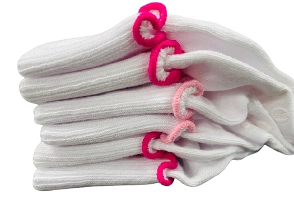 Girls Cotton Lettuce Ruffle Ripple Edge Turn Cuff Non Skid Seamless Toe 3 Pair Pack