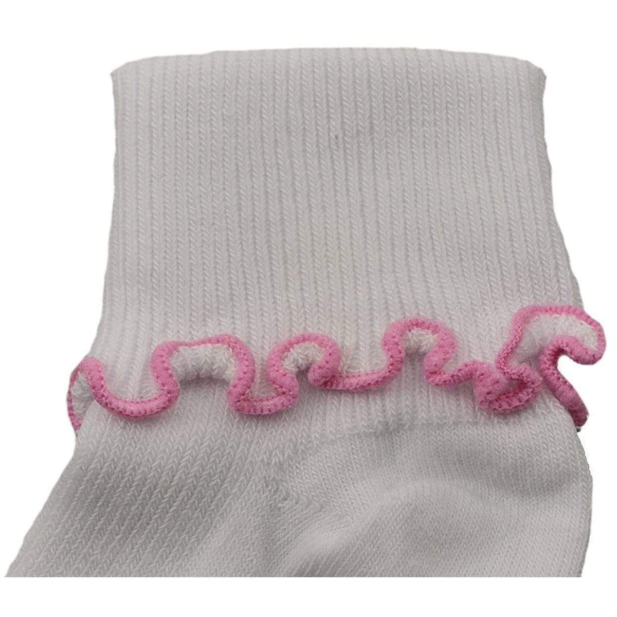 Girls Cotton Lettuce Ruffle Ripple Edge Turn Cuff Non Skid Seamless Toe 3 Pair Pack
