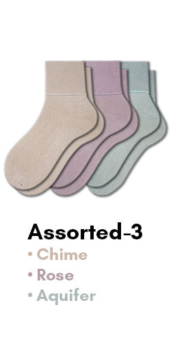 Women's 100% Combed Cotton Ankle Turn Cuff 3 Pair Pack