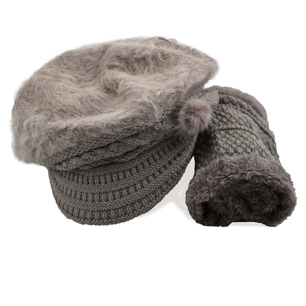 Fur Lined Hat and Scarf Set