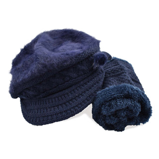 Fur Lined Hat and Scarf Set