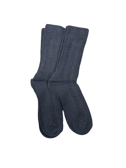 Classic Cable Knit Combed Cotton Crew Socks 2 Pair Pack