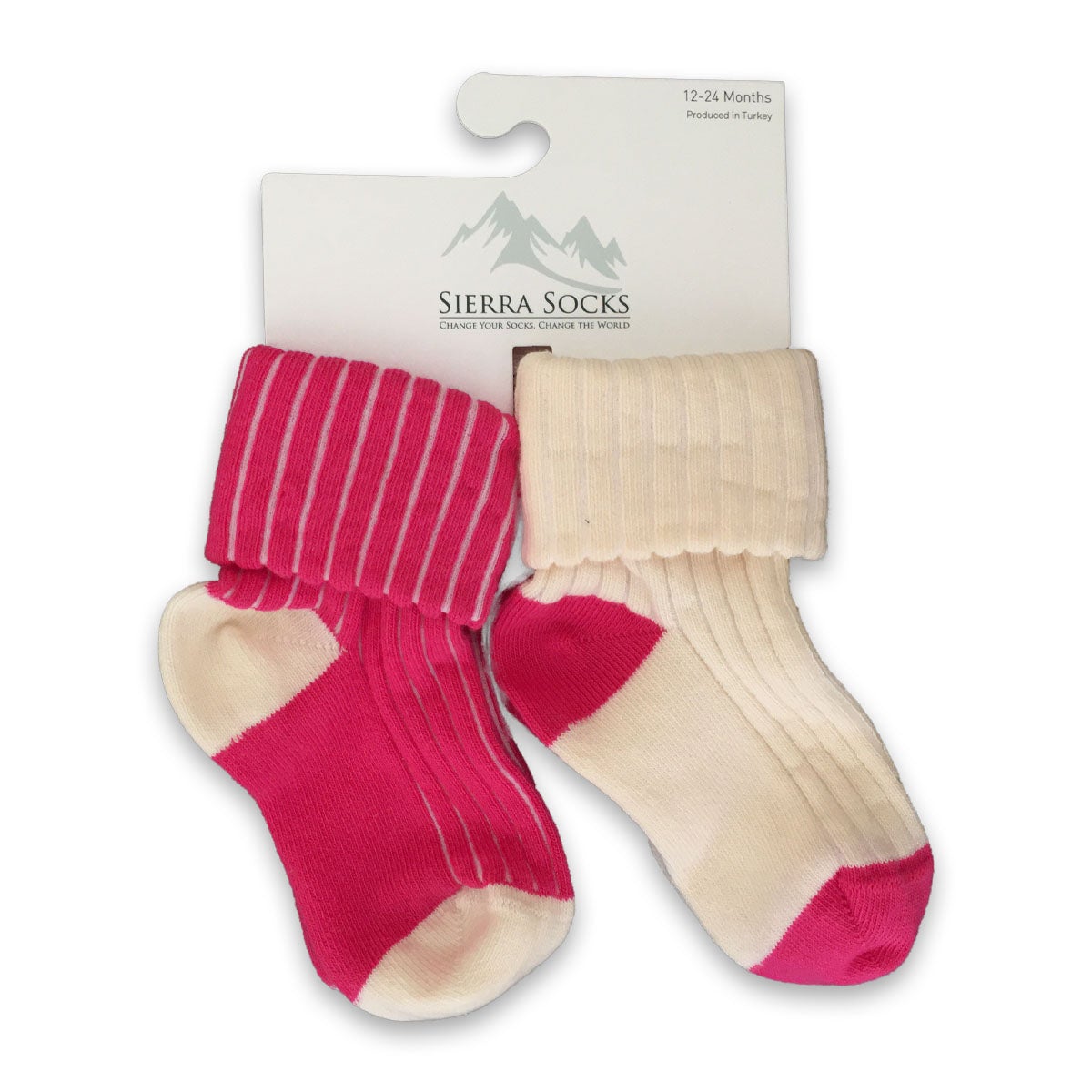 Toddler Combed Cotton Ribbed Turn Cuff 2-Pack Socks