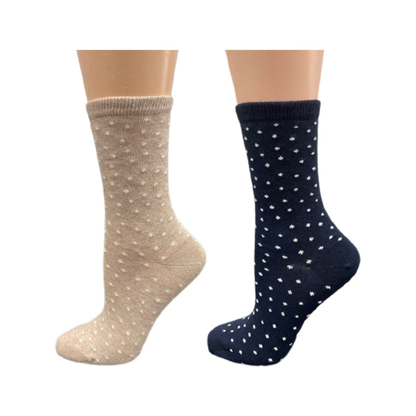 Women's Cotton Crew Stripped and Pin Dot Dress Socks Pin Dot (Beige/Navy) Women's Cotton Crew Stripped and Pin Dot Dress Socks Pin Dot (Beige/Navy)