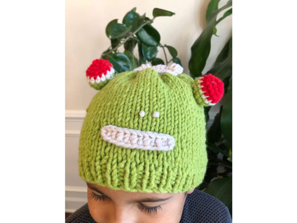 Kids Beanie Hat Kids Winter Hand-Knitted Frog Animal Theme Hat Beanie Cap Wool