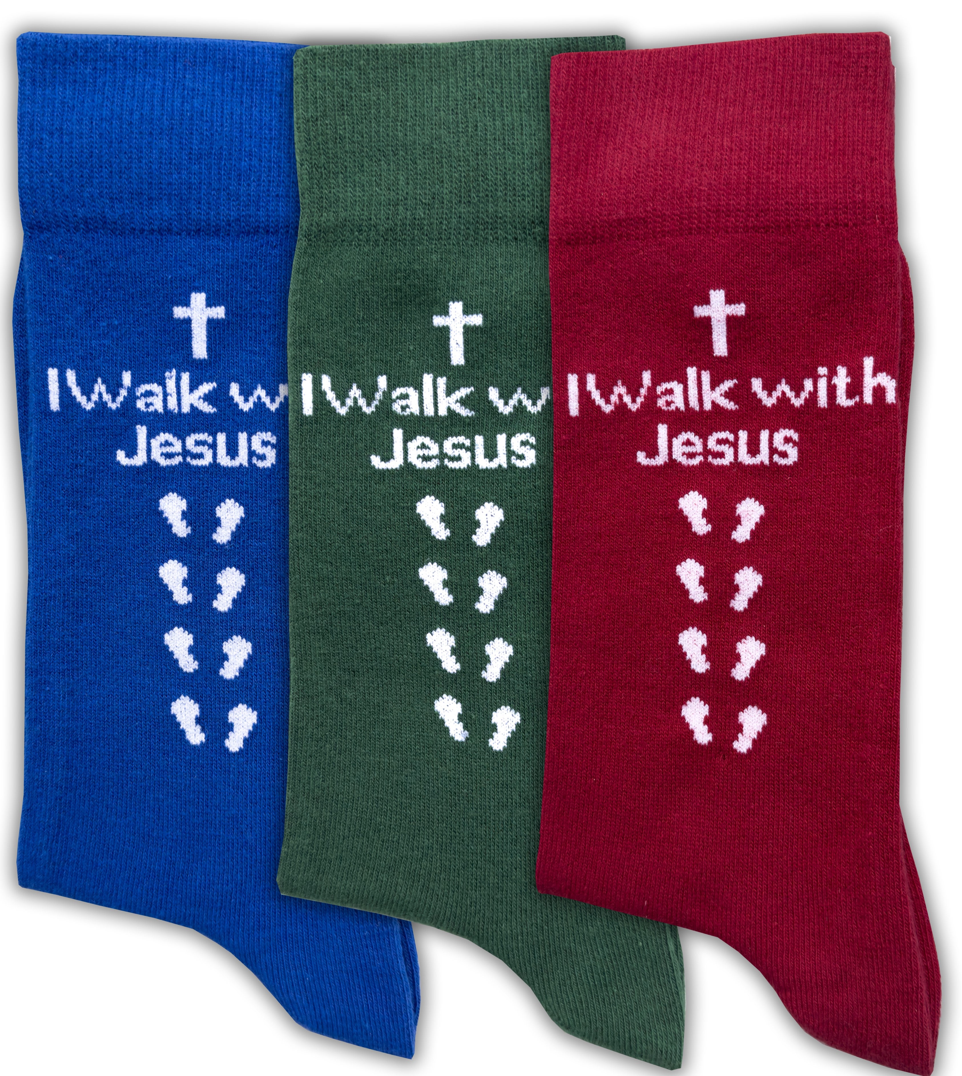 Inspirational Socks - for Men & Women in Combed Cotton "I Walk with Jesus" Motto