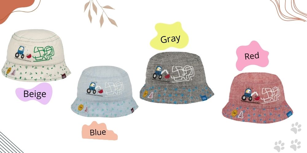 Backhoe Loader Embroidery - Infant Boy Bucket Hat  0-18 Months