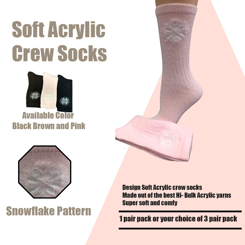 Snowflake Pattern Soft Acrylic Crew Women's Socks