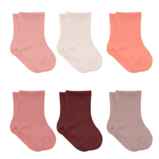 Buy assorted-rose Newborn Cotton Ankle-Hi Socks Assorted 6 Pair Pack