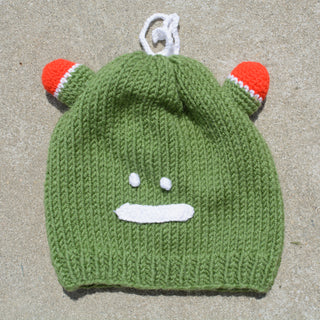 Buy grass-green Kids Beanie Hat, Kids Winter Hand-Knitted Wool Frog Animal Theme Hat