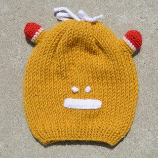 Buy mustard Kids Beanie Hat, Kids Winter Hand-Knitted Wool Frog Animal Theme Hat