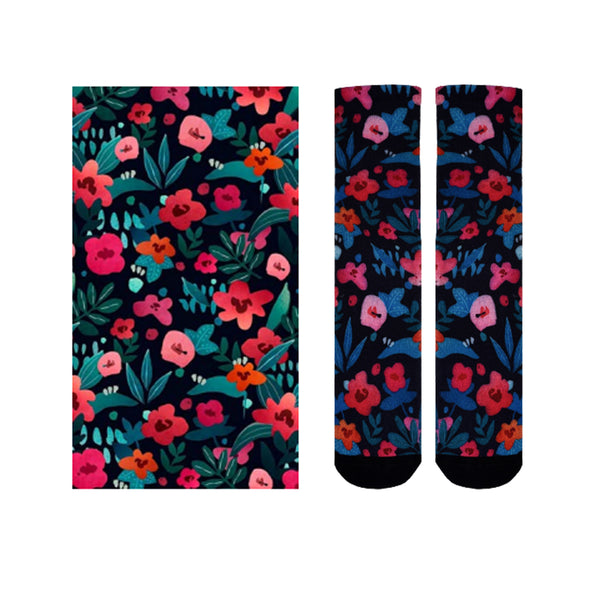 Sierra Socks Flower Patch Pattern CoolMax Socks, Nature Collection for Men & Women Eco-Friendly Crew Socks
