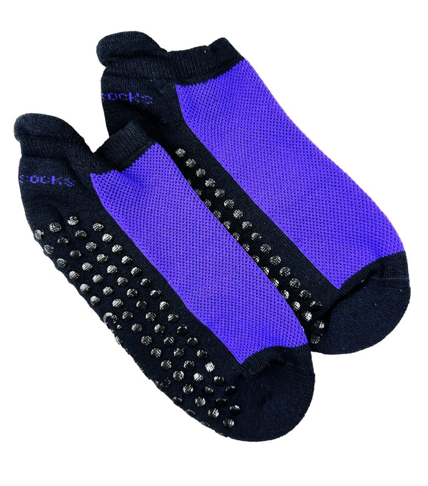 Heel Tab Mesh Top Cotton Anklet Socks with Non-Skid Gripper