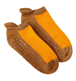 Buy tan Heel Tab Mesh Top Cotton Anklet Socks with Non-Skid Gripper