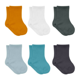 Buy assorted-blue Newborn Cotton Ankle-Hi Socks Assorted 6 Pair Pack