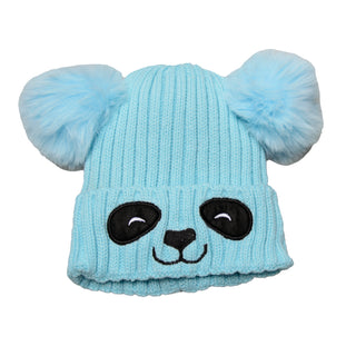 Buy light-blue Unisex Cute Panda Cartoon Pattern Knit Winter Beanie For Kids (3-10 Years)