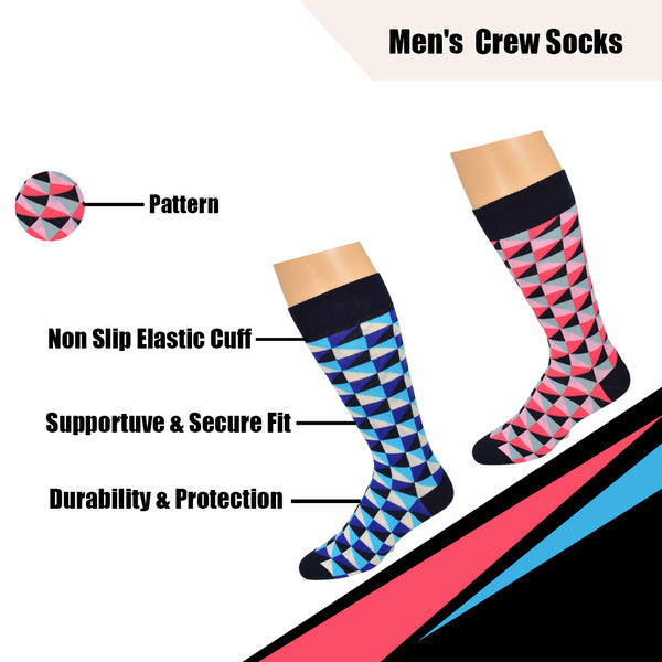 Triangle Pattern Colorful Crew Cotton 2 Pr. Pack Socks