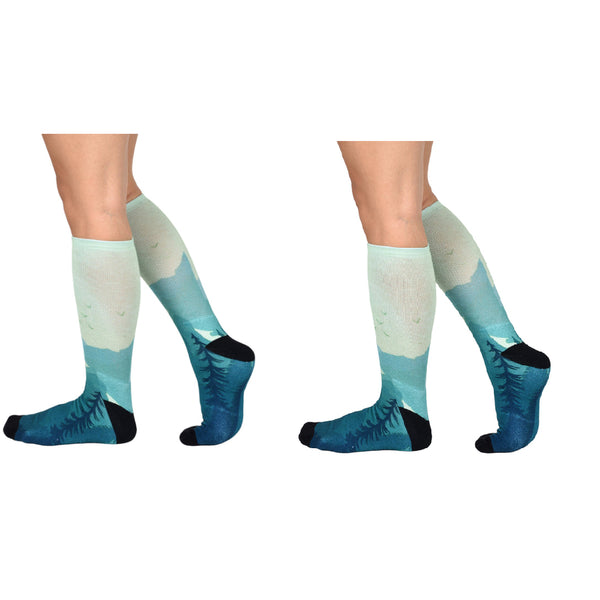 Sierra Socks Evergreen Pattern Unisex Socks, Bird Pattern Socks, Nature Beauty Socks