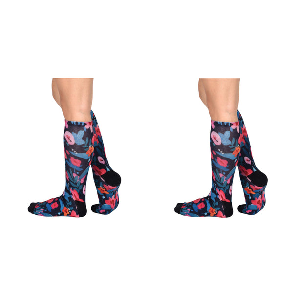 Sierra Socks Flower Patch Pattern Unisex Socks, Daily Wear Socks, Red Floral Printed Socks, Morning Wear Socks