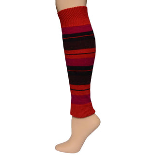 Buy red Girl's Stripe Lambswool Knee Hi Leg Warmers