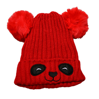 Buy red Unisex Cute Panda Cartoon Pattern Knit Winter Beanie For Kids (3-10 Years)