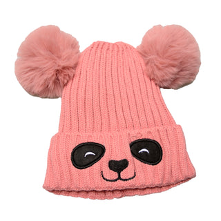 Buy rose Unisex Cute Panda Cartoon Pattern Knit Winter Beanie For Kids (3-10 Years)