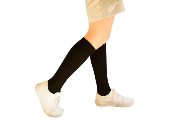 Classic Cable Knit Acrylic Knee High Socks 3 Pair Pack